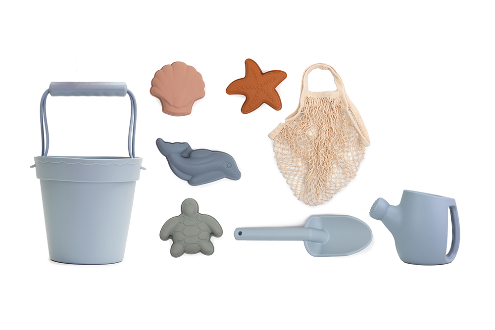 Silicone Baby Beach Toys Bundle Watering Can Bucket Spade Mould Cherub Baby