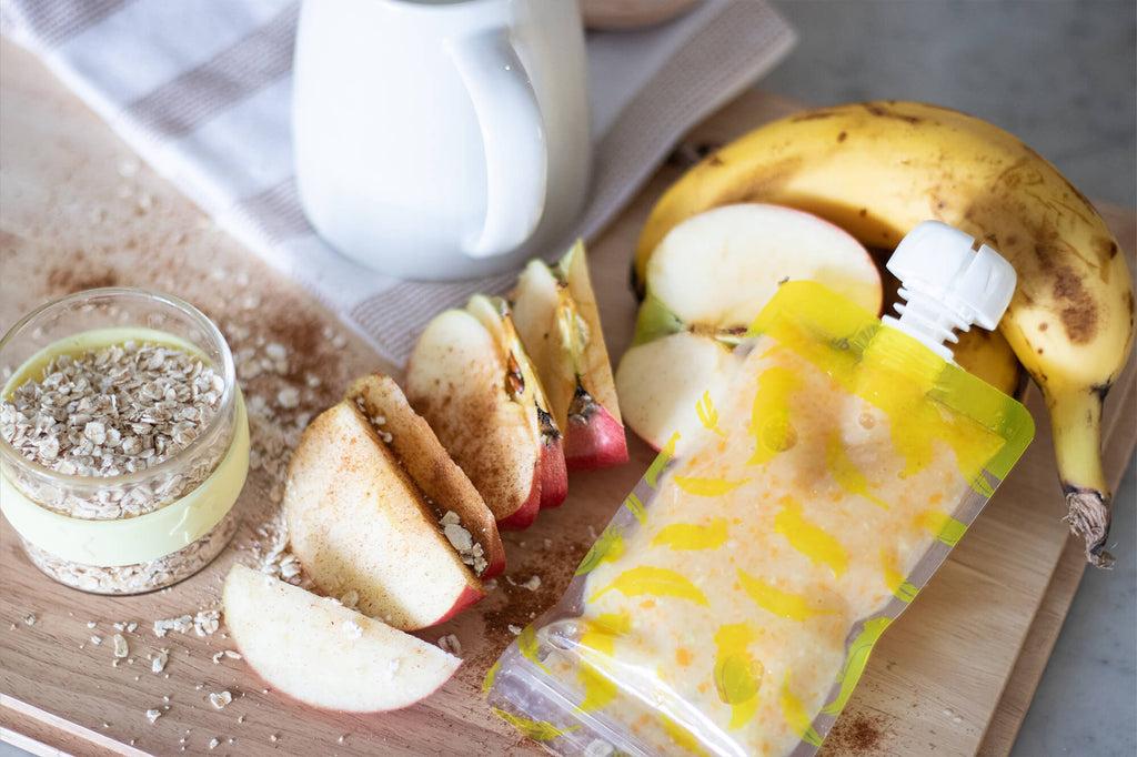 Food Pouch recipe for baby apple banana cinnamon
