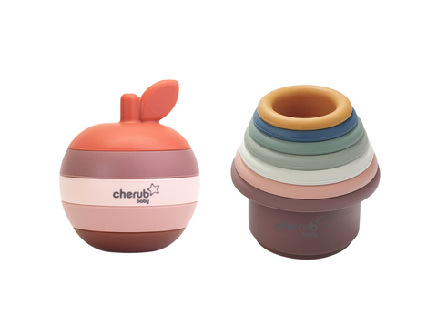 BUNDLESALE Silicone Stacking Toys Apple + Silicone Stacking Cups - Ocean