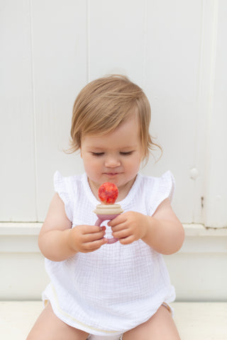 BUNDLE SALE - Silicone Fresh Food Feeder + Silicone Baby Nibble Freezer Tray 2PK + 2PK Nets - Dusty Rose & Sand