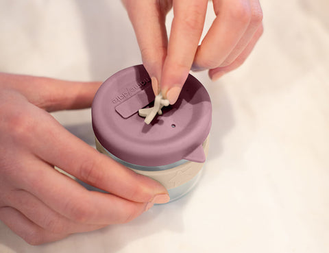 Silicone & Glass Baby Food Storage Containers 6PK 120ml  - Dusty Rose & Sand