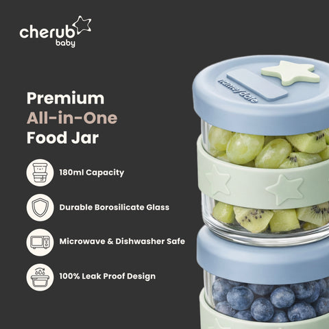 Automatic Baby Food Maker & Silicone Food Pouches Bundle in Cerulean & Sage