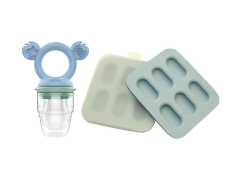 Silicone Baby Fresh Food Feeder + Silicone Nibble Tray 2PK