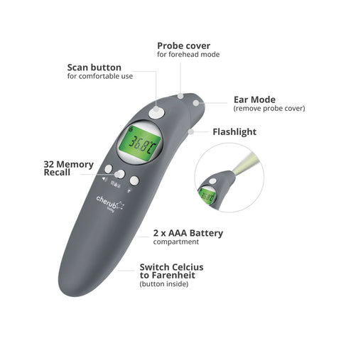 4-in-1 Infrared Thermometer, Digital Ear And Forehead V2 in Slate