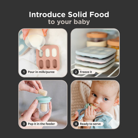 Cherub Baby Silicone Baby Fresh Food Feeder / Nibble Tray / Replacement Net 2pk Bundle – Cerulean / Sage / Sand