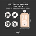 Reusable Baby Food Pouches, Yoghurt Pouches - Animal Set 150ml 10PK