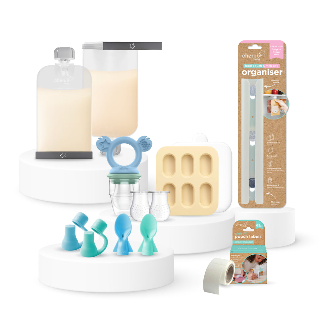 Reusable Silicone Food & Yoghurt Pouch Bundle | Cerulean