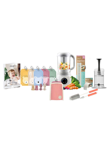 Automatic Baby Food Maker, Steriliser & Warmer Dusty Rose & Sand Bundle