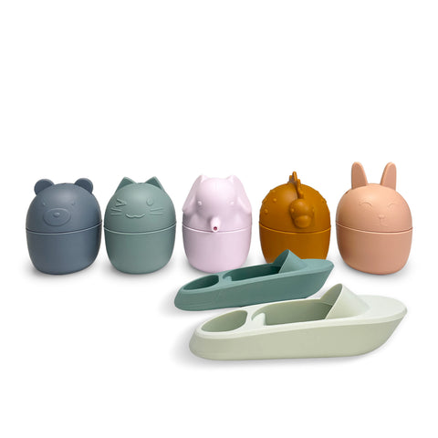 5PK Silicone Squirt Bath Toys + 2PK Bath Toy Boats | BF BUNDLE SALE