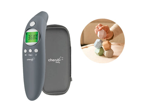 BUNDLE SALE Cherub Baby 4 in 1 Infrared Digital Ear & Forehead Thermometer V2 + 10PK Silicone Balancing Stones