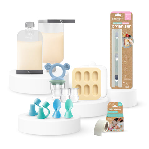 Reusable Silicone Food & Yoghurt Pouch Bundle | Cerulean
