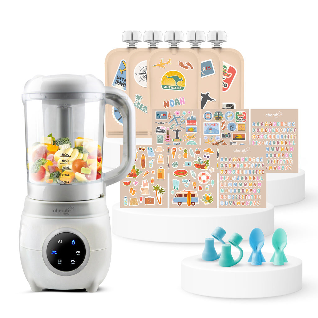 Automatic Baby Food Maker + Reusable Pouches Bundle - GB