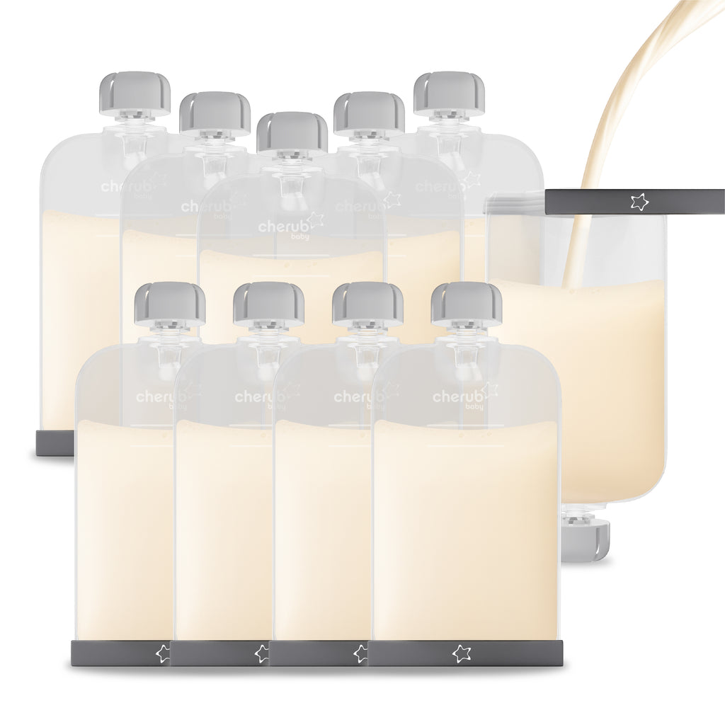 Reusable Silicone Breast Milk & Food Pouches 10PK 180ml