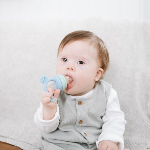 Silicone Baby Fresh Food Feeder / Fruit Feeder - Cerulean & Sage - Freezer Safe