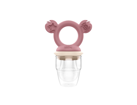 Silicone Baby Fresh Food Feeder/ Fruit Feeder - Dusty Rose & Sand