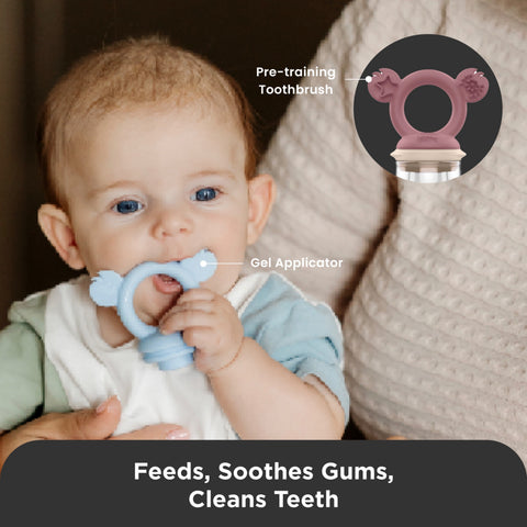 Cherub Baby Silicone Baby Fresh Food Feeder / Nibble Tray / Replacement Net 2pk Bundle – Dusty Rose/ Sand