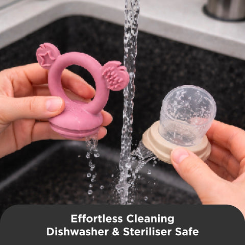 Silicone Baby Fresh Food Feeder/ Fruit Feeder - Dusty Rose & Sand