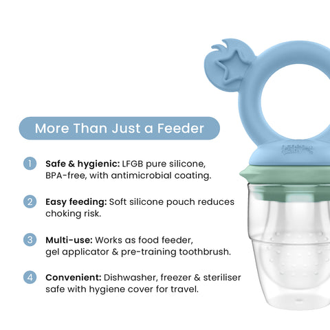 Cherub Baby Silicone Baby Fresh Food Feeder / Nibble Tray / Replacement Net 2pk Bundle – Cerulean / Sage / Sand