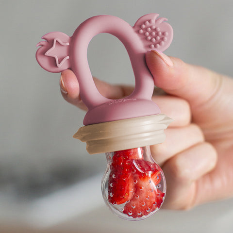 Cherub Baby Silicone Baby Fresh Food Feeder / Nibble Tray / Replacement Net 2pk Bundle – Dusty Rose/ Sand