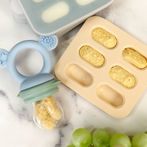 Cherub Baby Silicone Baby Fresh Food Feeder / Nibble Tray / Replacement Net 2pk Bundle – Cerulean / Sage / Sand