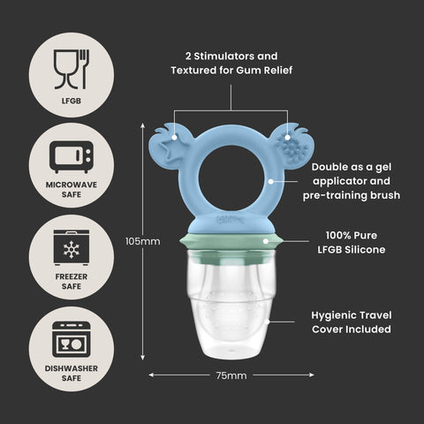 Silicone Baby Fresh Food Feeder & Fruit Feeder in Cerulean & Sage