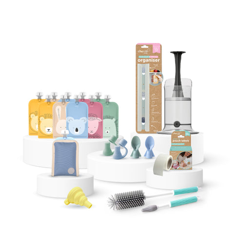 Reusable Baby Food / Yoghurt Pouches | Bundle Kit | Cerulean & Sage