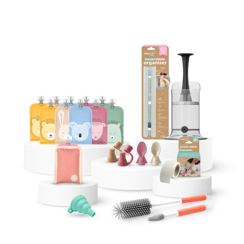 Reusable Baby Food / Yoghurt Pouches | Bundle Kit | Dusty Rose & Sand |BF BUNDLE SALE