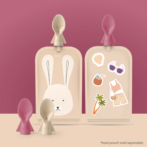 Universal Food Pouch Spoons 2 pack - Dusty Rose & Sand