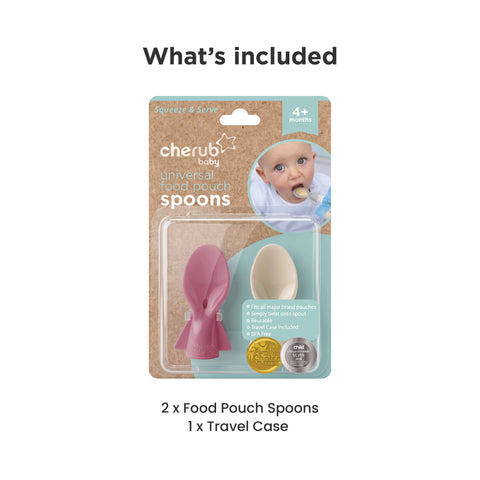 Universal Food Pouch Spoons 2 pack - Dusty Rose & Sand