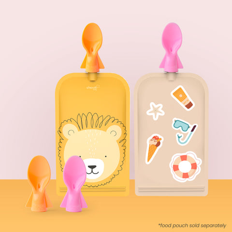 Universal Food Pouch Spoons 2 pack - Peach & Blush