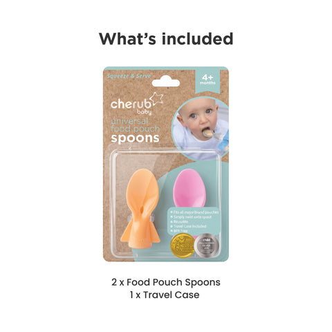 Universal Food Pouch Spoons 2 pack - Peach & Blush