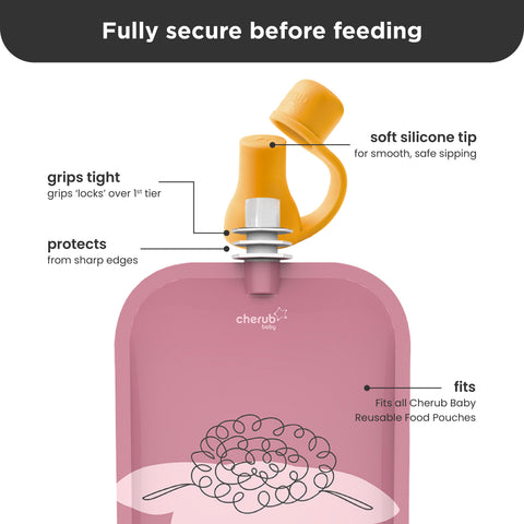 Silicone Food Pouch Soft Spouts 2PK in Mimosa & Caramel