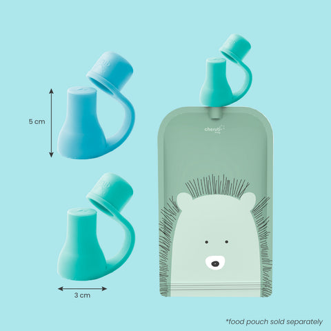 Silicone Food Pouch Soft Spouts 2PK - Aqua/ Mint