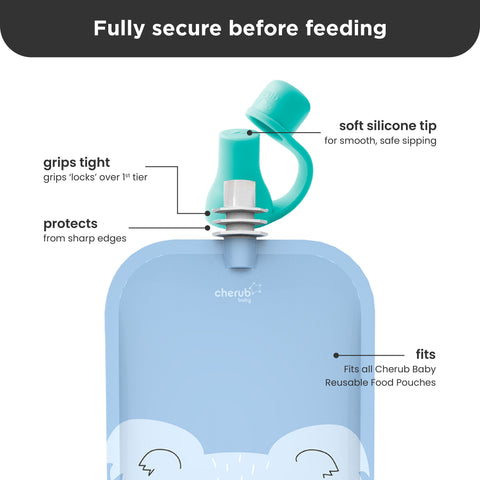 Automatic Baby Food Maker & Silicone Food Pouches Bundle in Cerulean & Sage