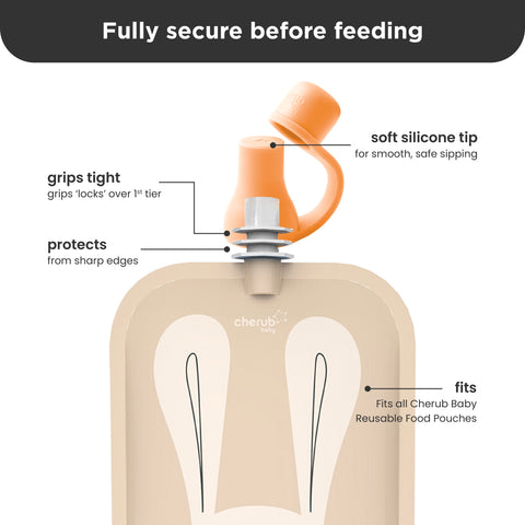 Silicone Food Pouch Soft Spouts 2PK - Peach/ Blush