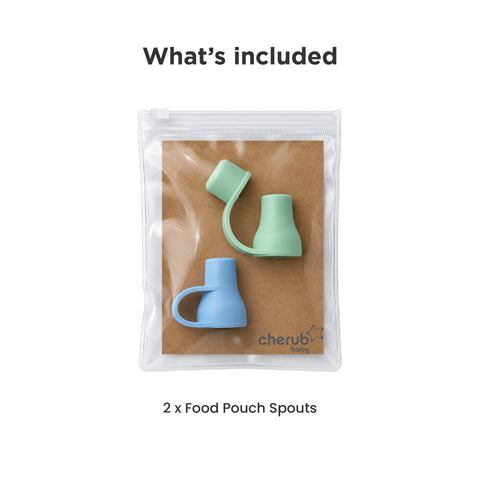 Silicone Food Pouch Soft Spouts 2PK in Cerulean & Sage