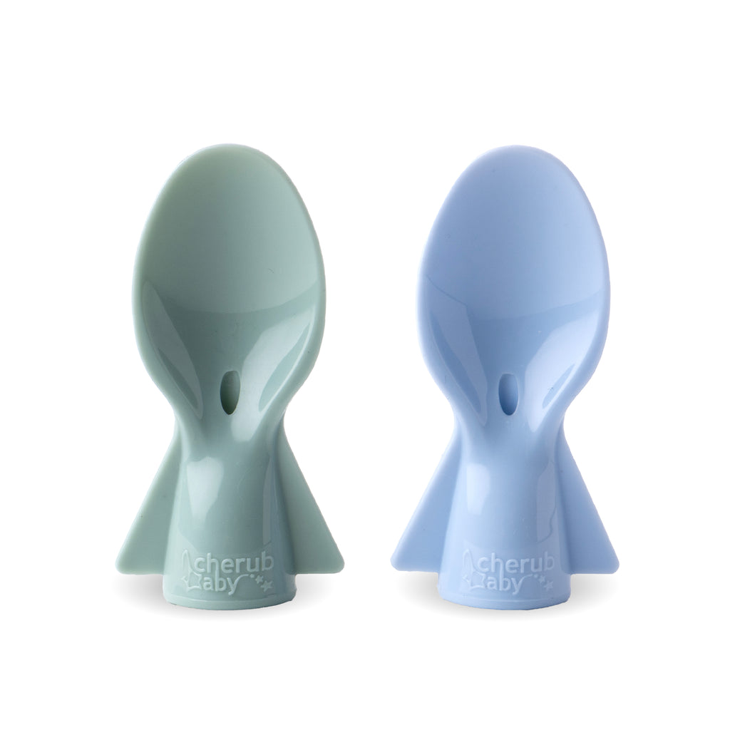 Universal Food Pouch Spoons 2PK in Cerulean & Sage