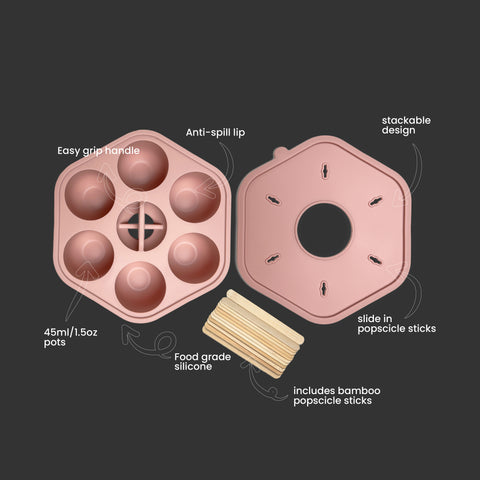 Silicone Baby Food Freezer Trays & Icy Pole Moulds - Dusty Rose