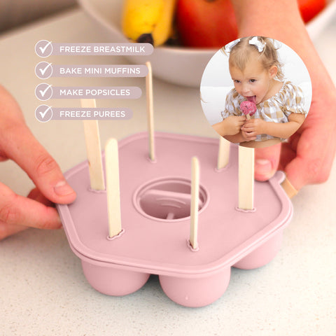 Silicone Baby Food Freezer Trays & Icy Pole Moulds - Dusty Rose