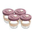 Silicone & Glass Storage 4PK 180ml Dusty Rose & Sand