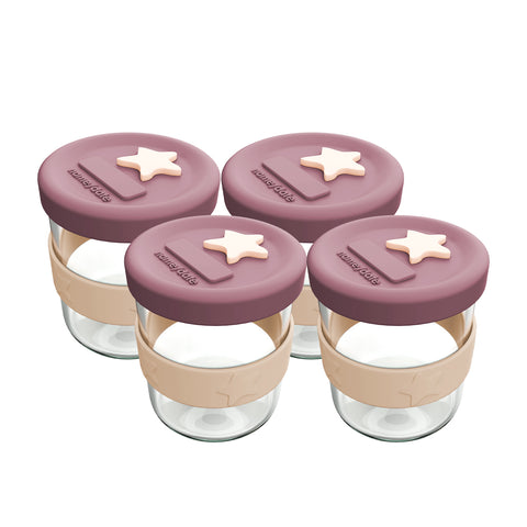Silicone & Glass Storage 4PK 180ml Dusty Rose & Sand | BF BUNDLE SALE