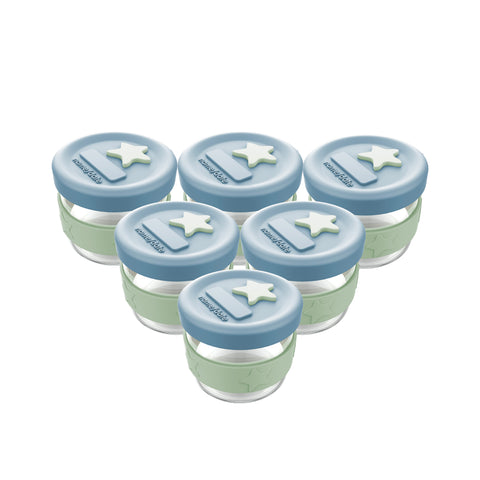 Silicone & Glass Baby Food Storage Containers 6PK 120ml  - Cerulean & Sage | BF BUNDLE SALE