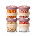 Silicone & Glass Baby Food Storage Containers 4PK 180ml in Dusty Rose & Sand
