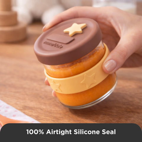 Silicone & Glass Storage 4PK 180ml Dusty Rose & Sand