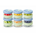 Silicone & Glass Baby Food Storage Containers 6PK 120ml in Cerulean & Sage