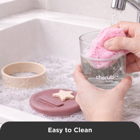 Silicone & Glass Storage 4PK 180ml Dusty Rose & Sand