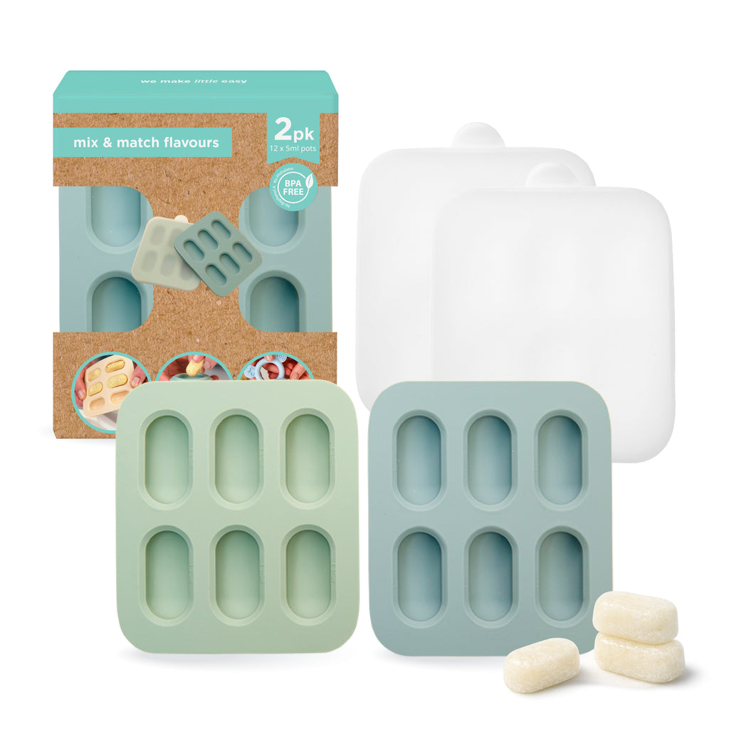 Silicone Baby Nibble Freezer Tray in Cerulean & Sage 2PK