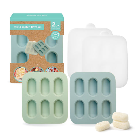 Silicone Baby Nibble Freezer Tray in Cerulean & Sage 2PK
