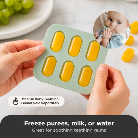 Silicone Baby Nibble Freezer Tray in Cerulean & Sage 2PK