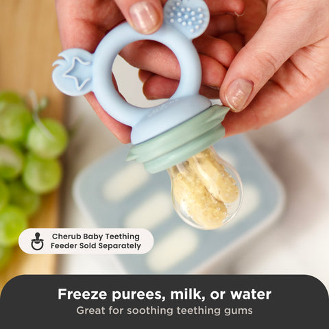 Silicone Baby Nibble Freezer Tray in Cerulean & Sage 2PK